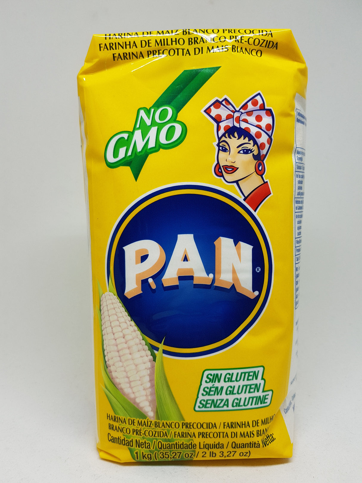 Harina de maíz Blanco PAN - GMO free Sin Gluten 1 kg