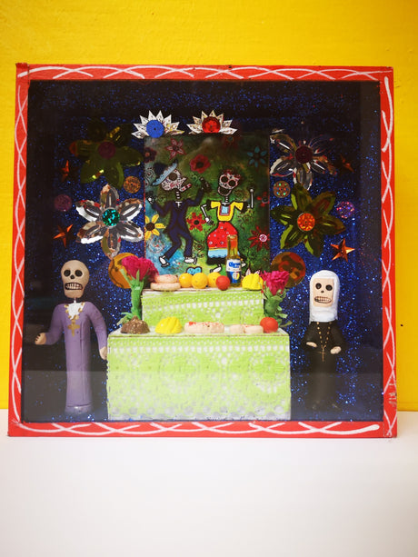 Retablo de DIA DE MUERTOS  Rectangular 12 x 14 cm